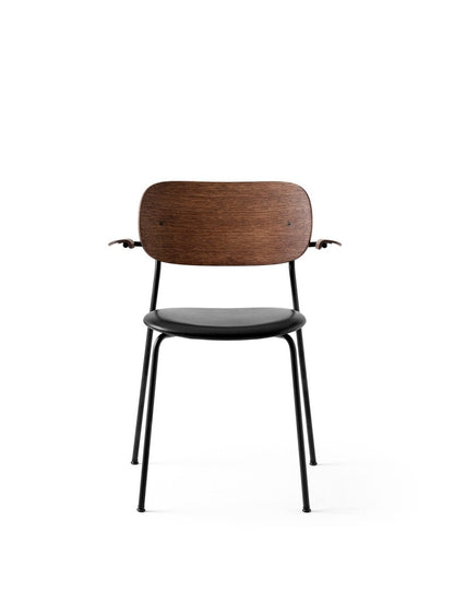 Seat / With Armrest / Dark Stained Oak / Black Steel / Leather