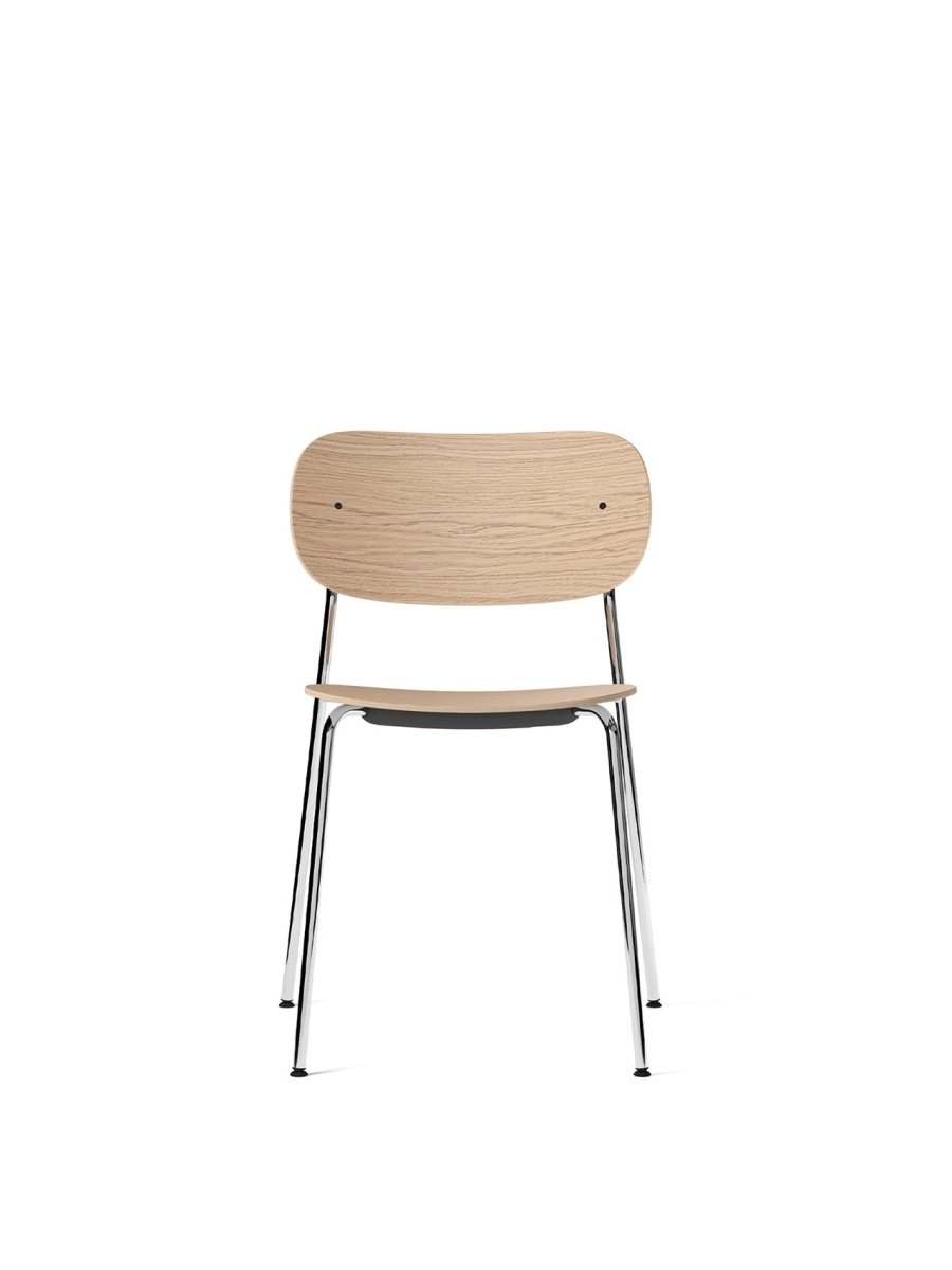 Co Non-Upholstered / Without Armrest / Natural Oak / Chromed Steel