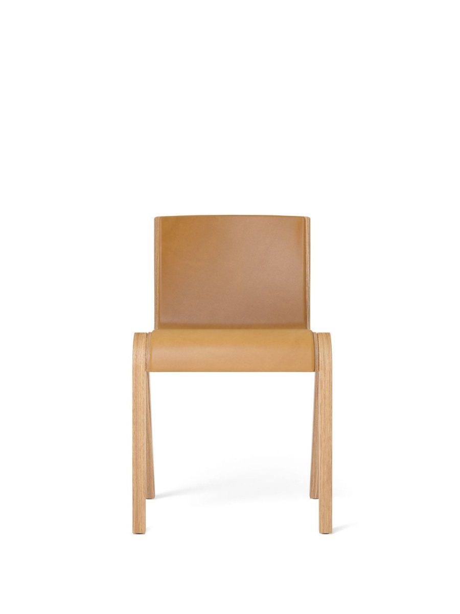 Ready Dining Chair - Front Upholstered Leather Natural Oak