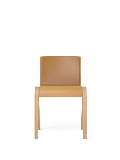 Ready Dining Chair - Front Upholstered Leather Natural Oak