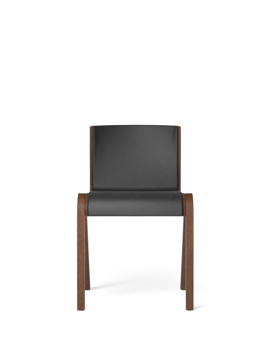 Ready Dining Chair - Front Upholstered Leather Red Stained Oak