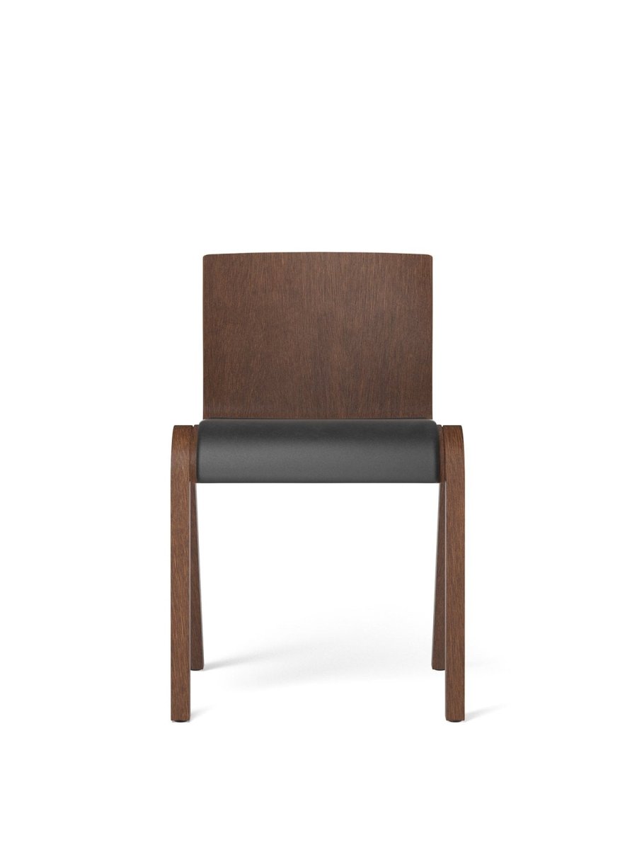 Ready Dining Chair - Seat Upholstered Leather Red Stained Oak