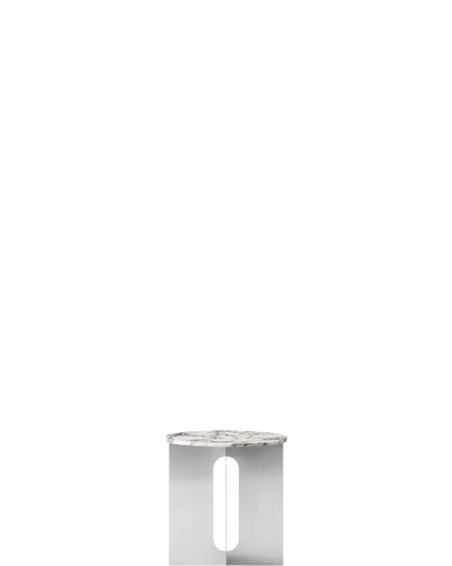 Androgyne Side Table Steel Base - Brushed Steel / Calacatta Viola - real-scale / floor baseline y1874 / 1.00px=1mm