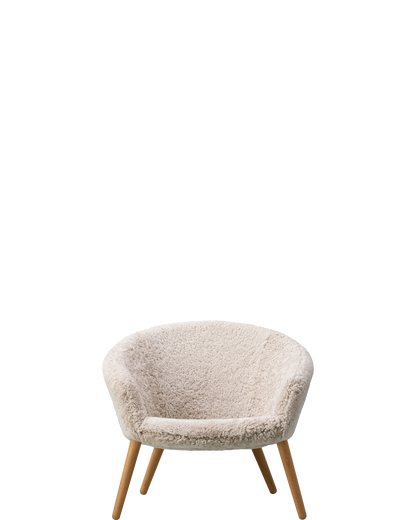 Ditzel Lounge Chair / Oak oil / Sheepskin Moonlight - real-scale / floor baseline y1874 / 1.00px=1mm