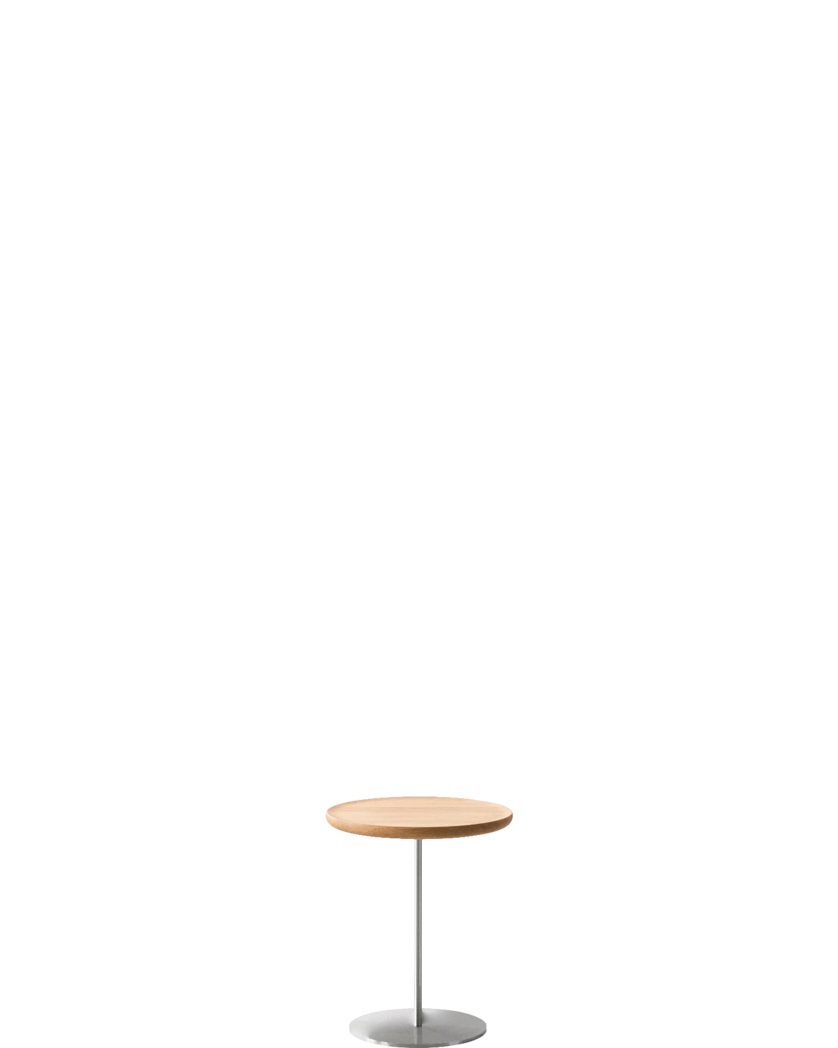 Pal Table Ø37.5 / Oak light oil / Brushed steel - real-scale / floor baseline y1874 / 1.00px=1mm