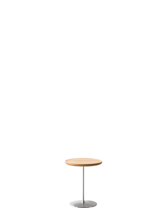 Pal Table Ø37.5 / Oak light oil / Brushed steel - real-scale / floor baseline y1874 / 1.00px=1mm