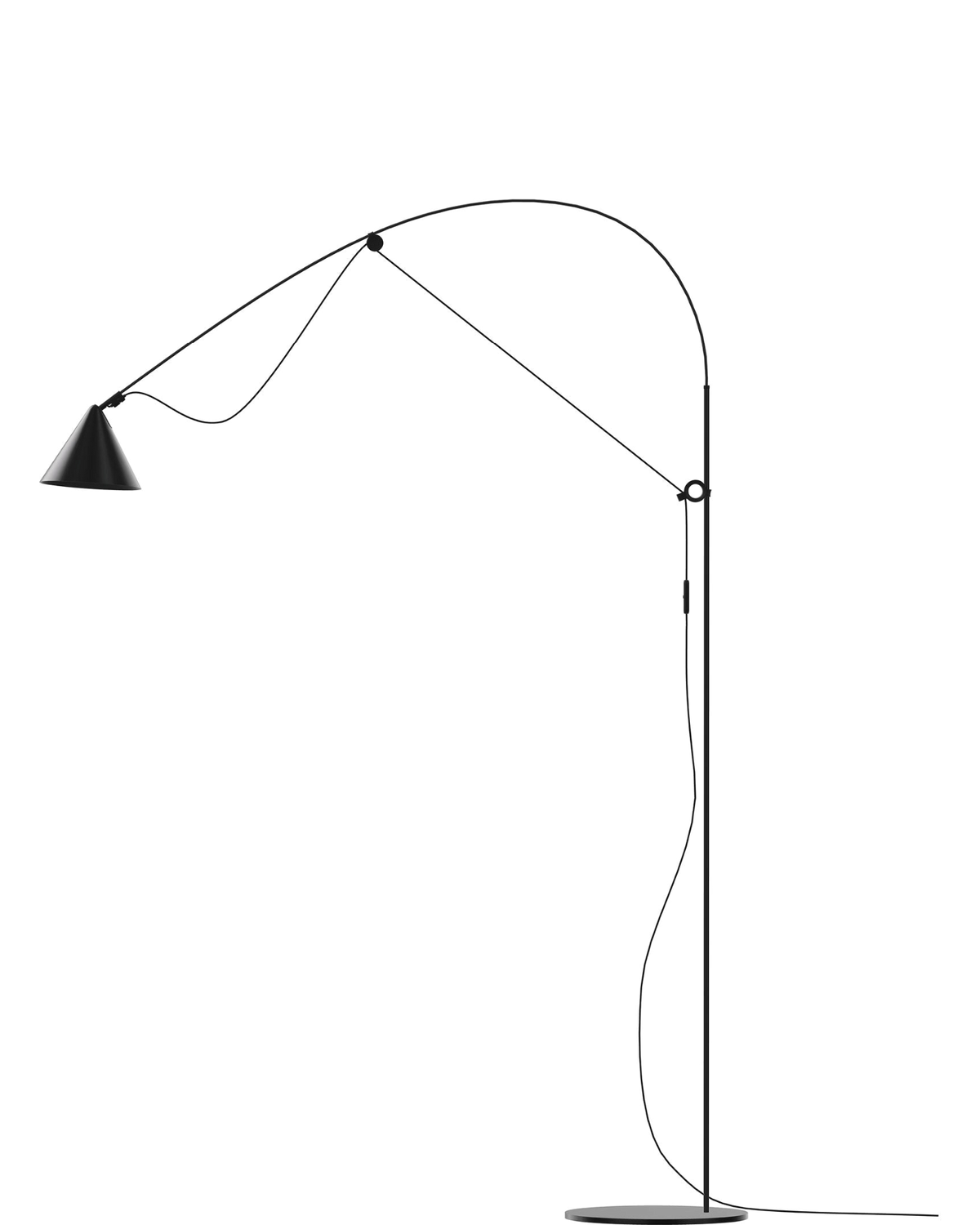 AYNO Floor Lamp L Black - full view incl. base / floor baseline y1874 centred x750 / 0.85px=1mm