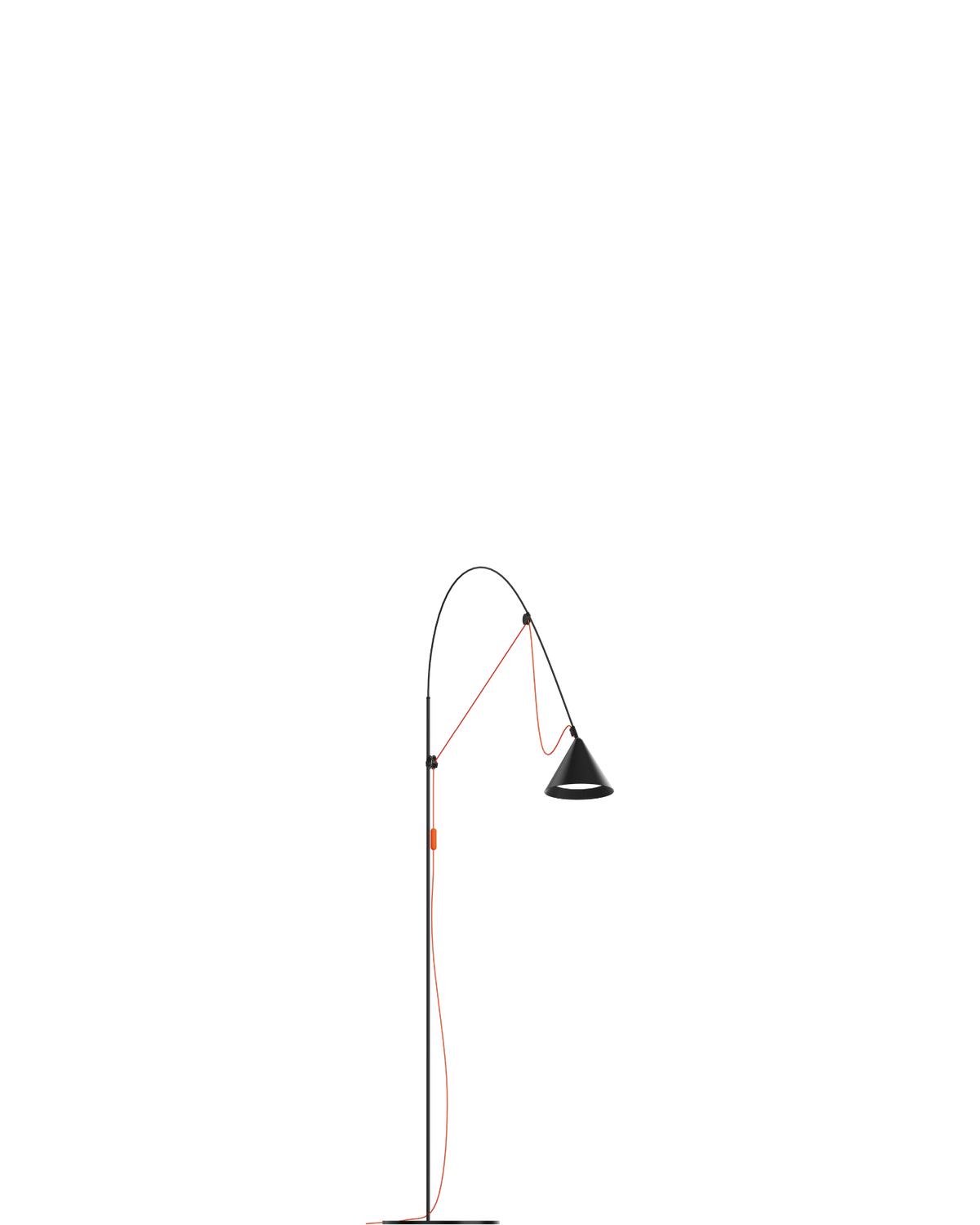 AYNO Floor Lamp L Black / Neon Orange cable - scaled / floor baseline y1874 / 0.55px=1mm