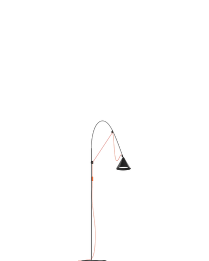 AYNO Floor Lamp L Black / Neon Orange cable - scaled / floor baseline y1874 / 0.55px=1mm