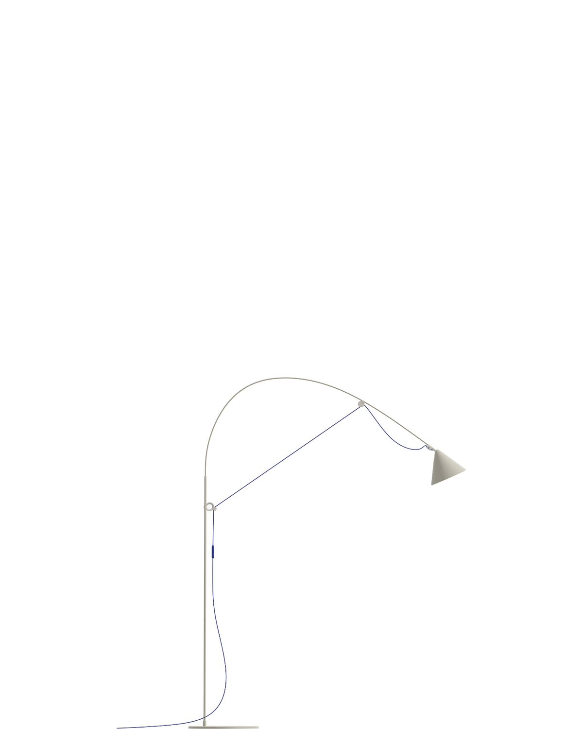 AYNO Floor Lamp L Silk Grey / Ultramarine cable - scaled / floor baseline y1874 / 0.55px=1mm