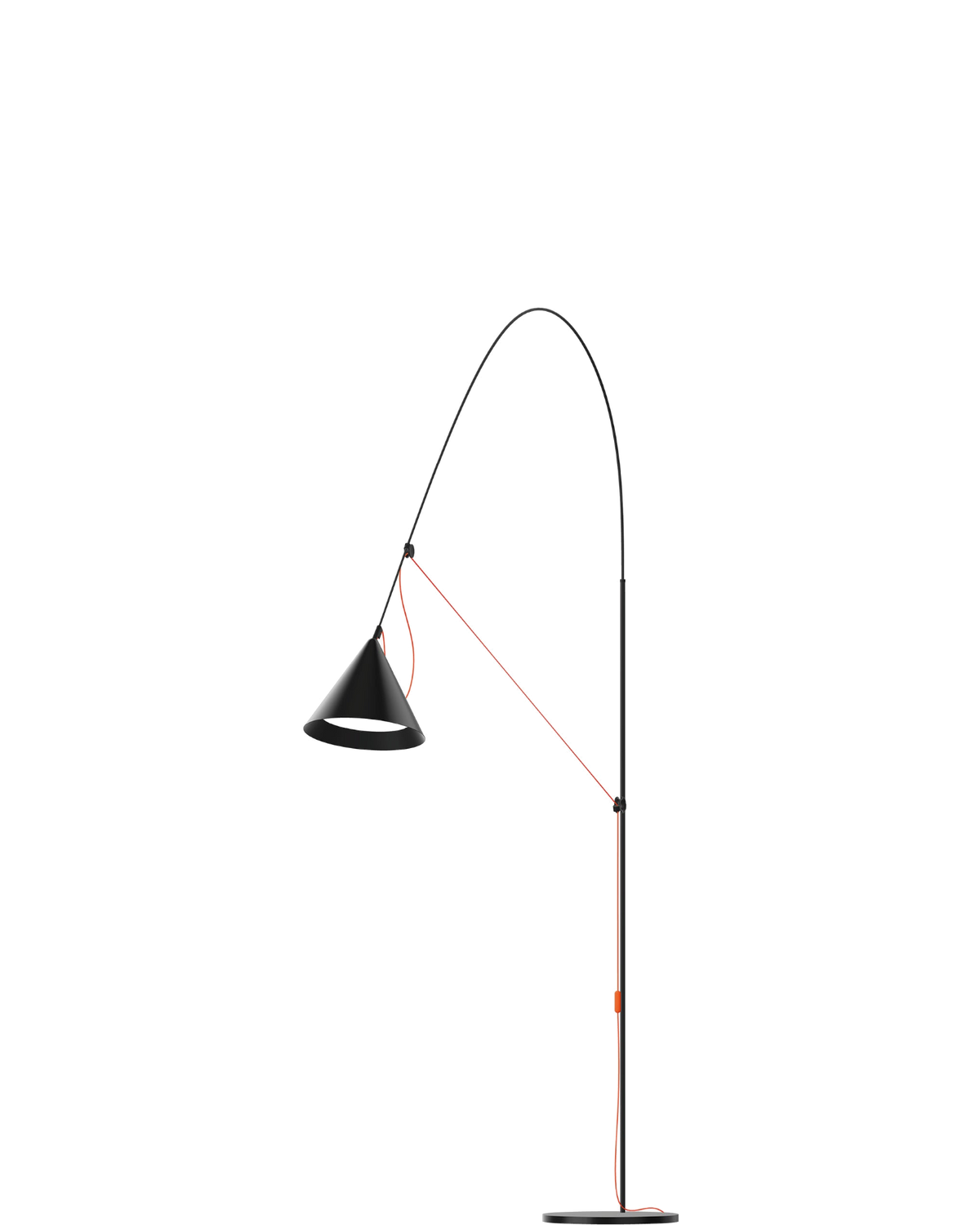AYNO Floor Lamp XL Black / Neon Orange cable - scaled / floor baseline y1874 / 0.55px=1mm