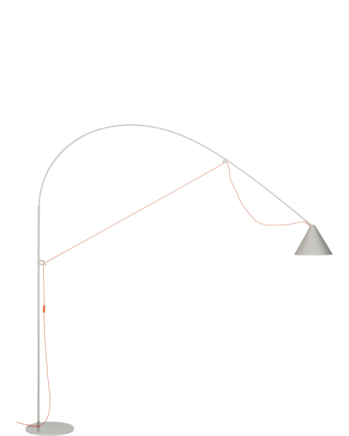 AYNO Floor Lamp XL Silk Grey / Neon Orange cable - scaled / floor baseline y1874 / 0.55px=1mm