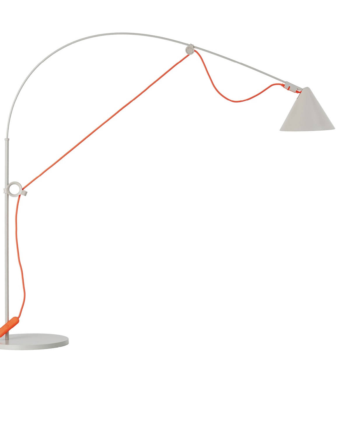 AYNO S Table Lamp Silk Grey / Neon Orange cable - real-scale / table baseline y1499 / 2.00px=1mm