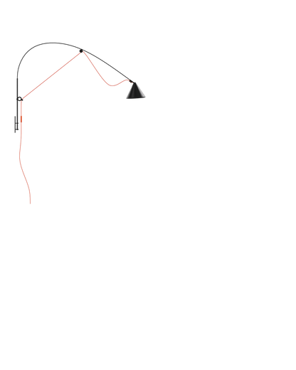 AYNO Wall Lamp L Black / Neon Orange cable - scaled / 0.55px=1mm