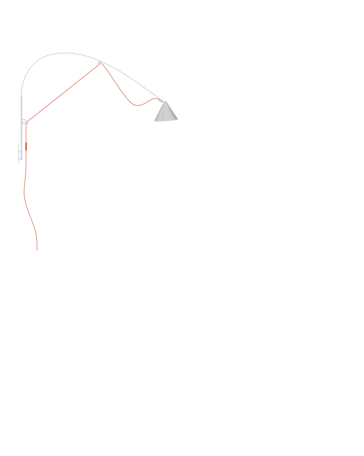 AYNO Wall Lamp L Silk Grey / Neon Orange cable - scaled / 0.55px=1mm