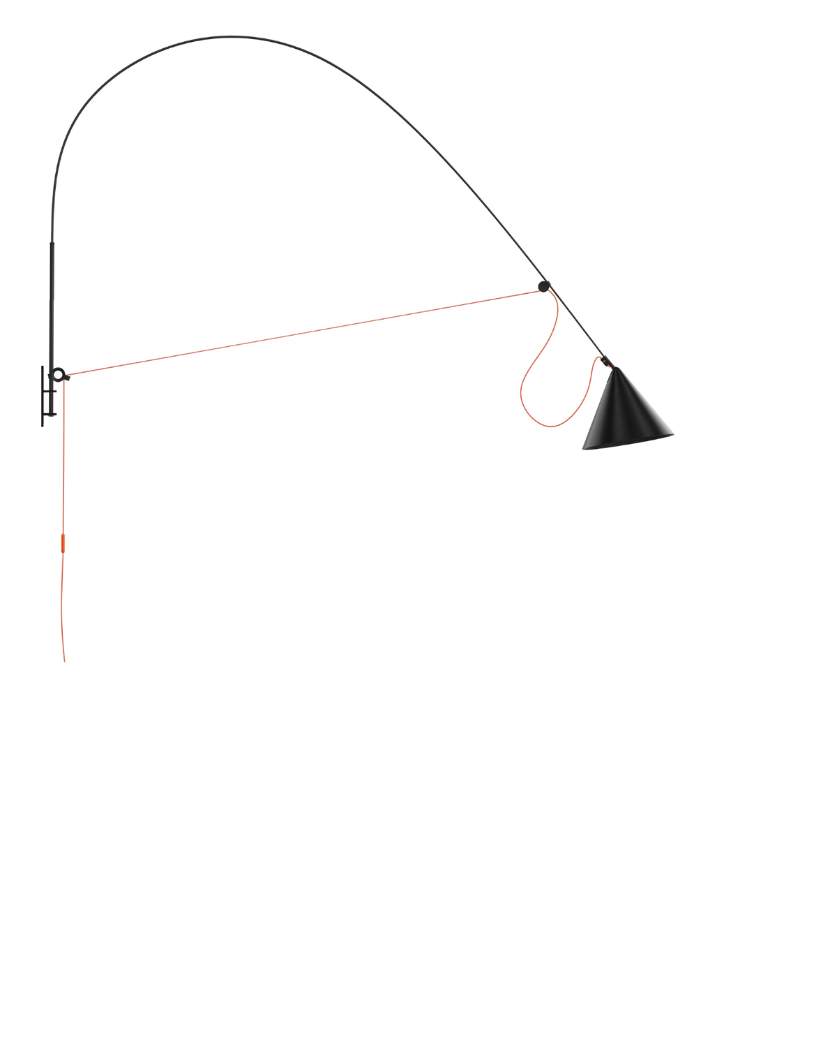 AYNO Wall Lamp XL Black / Neon Orange cable - scaled / 0.55px=1mm