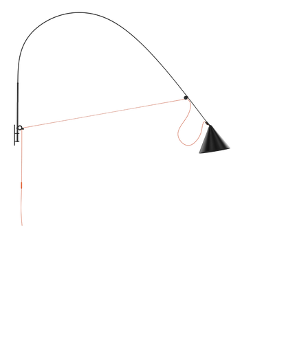 AYNO Wall Lamp XL Black / Neon Orange cable - scaled / 0.55px=1mm