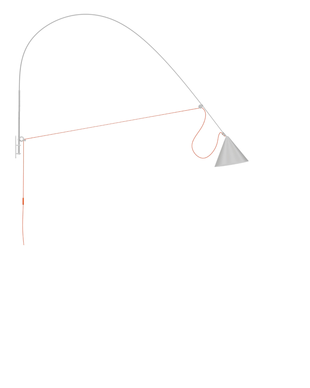 AYNO Wall Lamp XL Silk Grey / Neon Orange cable - scaled / 0.55px=1mm