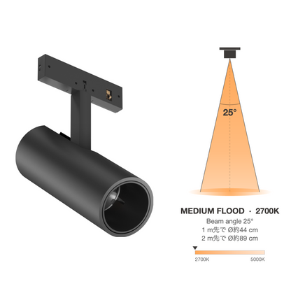 The Micro Running Magnet FindMe 0 Casambi Black Medium Flood 25° 2700K