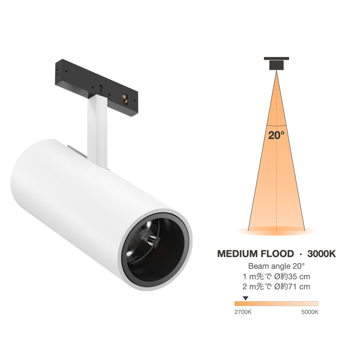 The Micro Running Magnet FindMe 1 Casambi White Medium Flood 20° 3000K