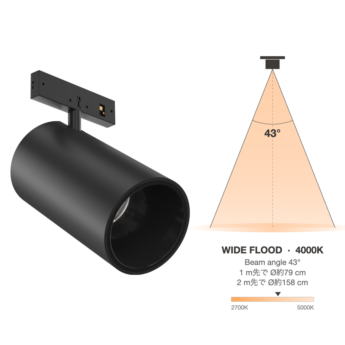 The Micro Running Magnet L.Shadow Spot Black Wide Flood 43° 4000K
