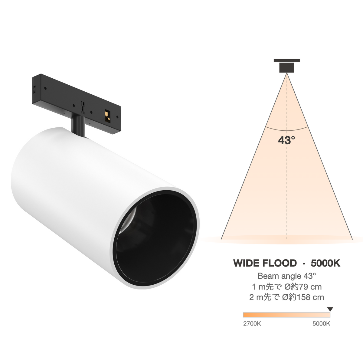 The Micro Running Magnet L.Shadow Spot White Wide Flood 43° 5000K
