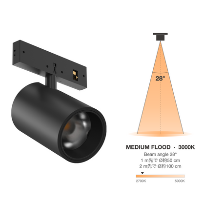 The Micro Running Magnet Micro Spot Black Medium Flood 28° 3000K