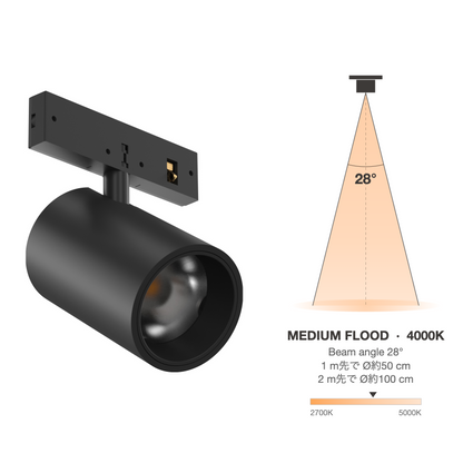 The Micro Running Magnet Micro Spot Black Medium Flood 28° 4000K
