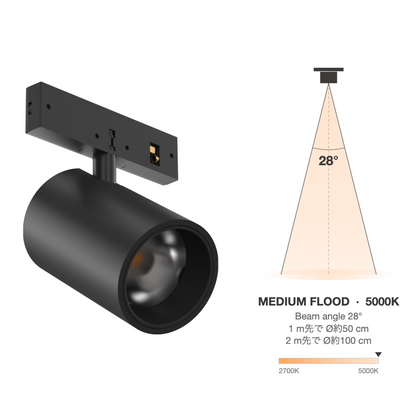 The Micro Running Magnet Micro Spot Black Medium Flood 28° 5000K