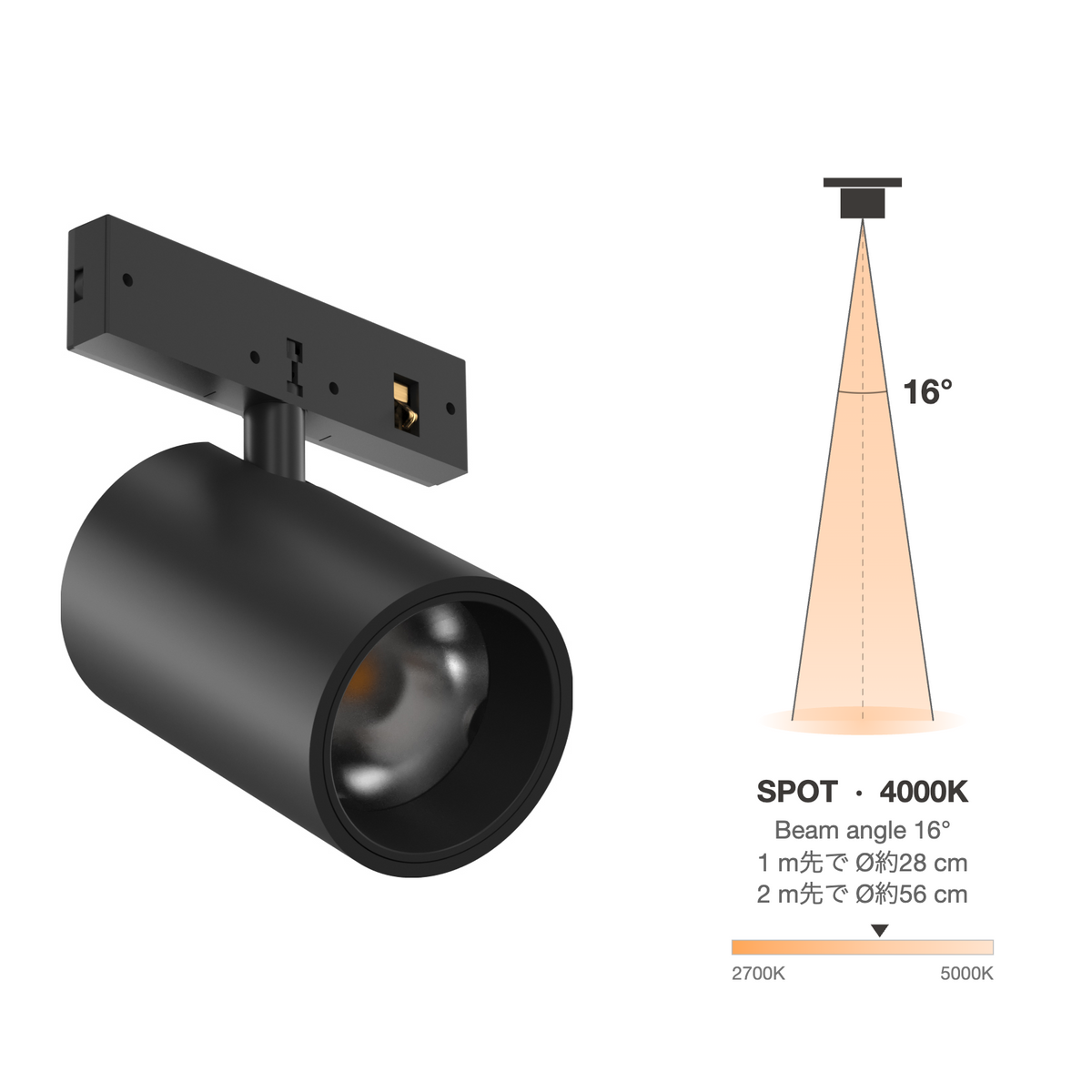 The Micro Running Magnet Micro Spot Black Spot 16° 4000K