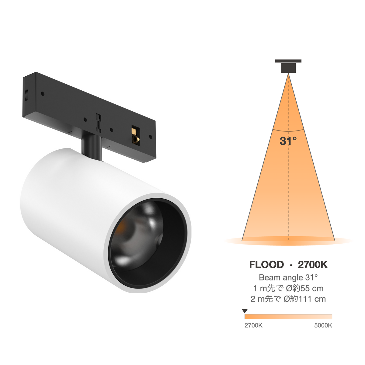 The Micro Running Magnet Micro Spot White Flood 31° 2700K