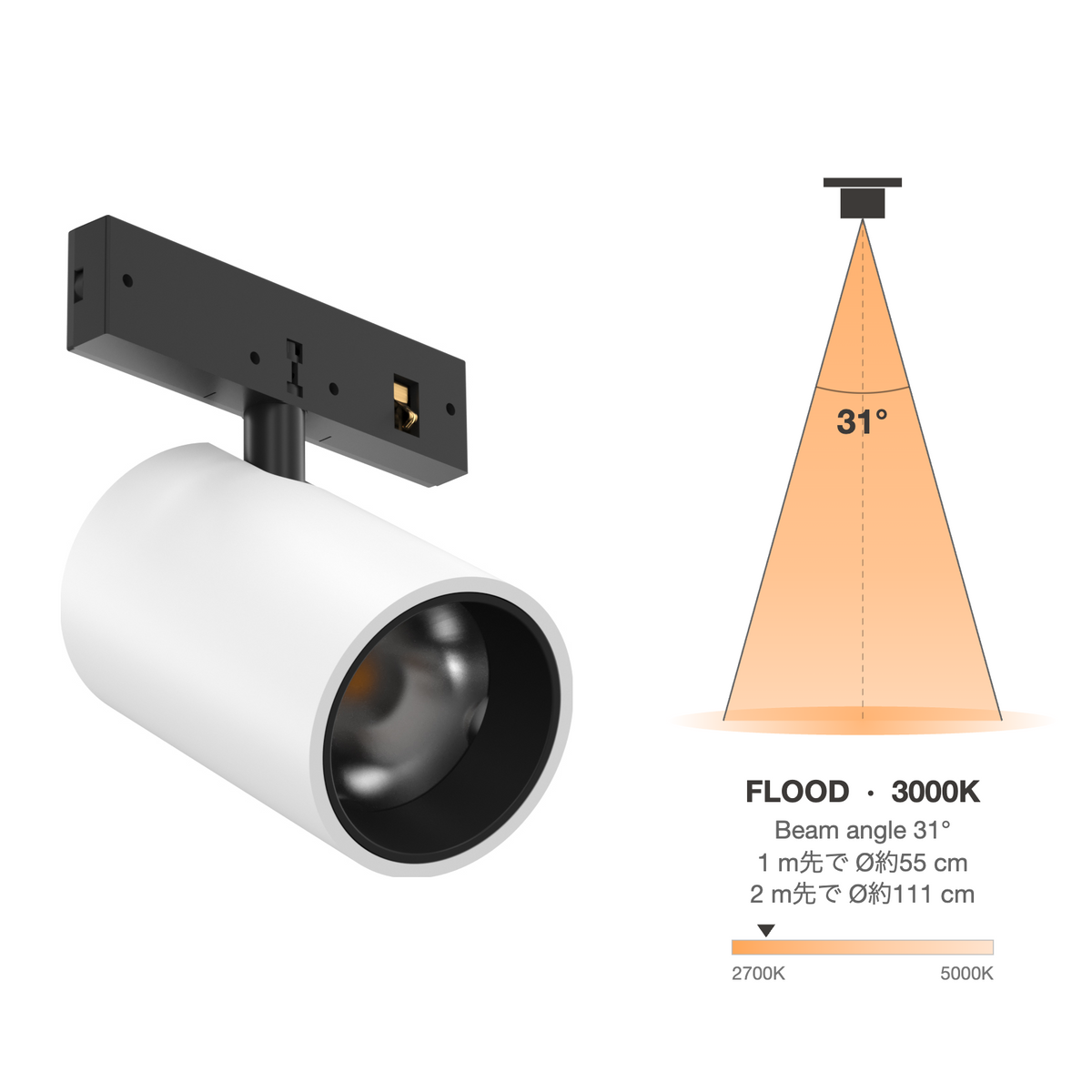 The Micro Running Magnet Micro Spot White Flood 31° 3000K