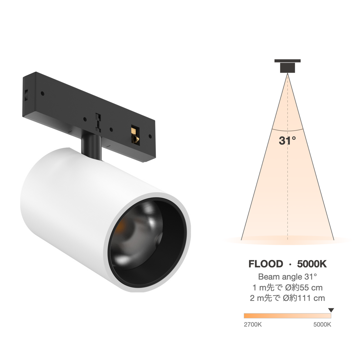The Micro Running Magnet Micro Spot White Flood 31° 5000K