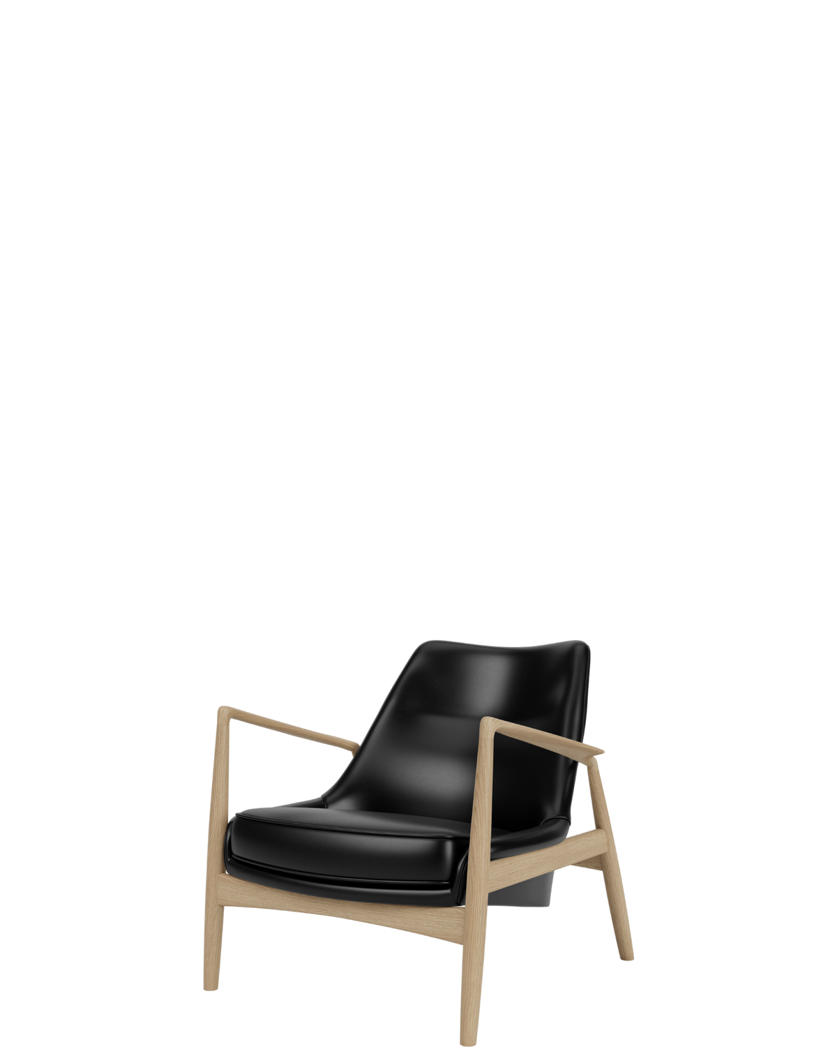 The Seal Lounge Chair Low Back / Natural Oak / Dakar 0842 (Black) - real-scale / floor baseline y1874 / 1.00px=1mm