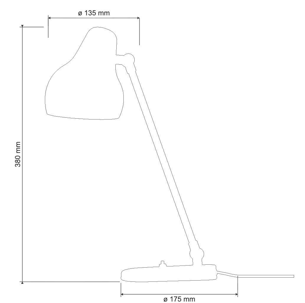 VL38 Table 寸法 H380 / shade ø135 / base ø175 mm